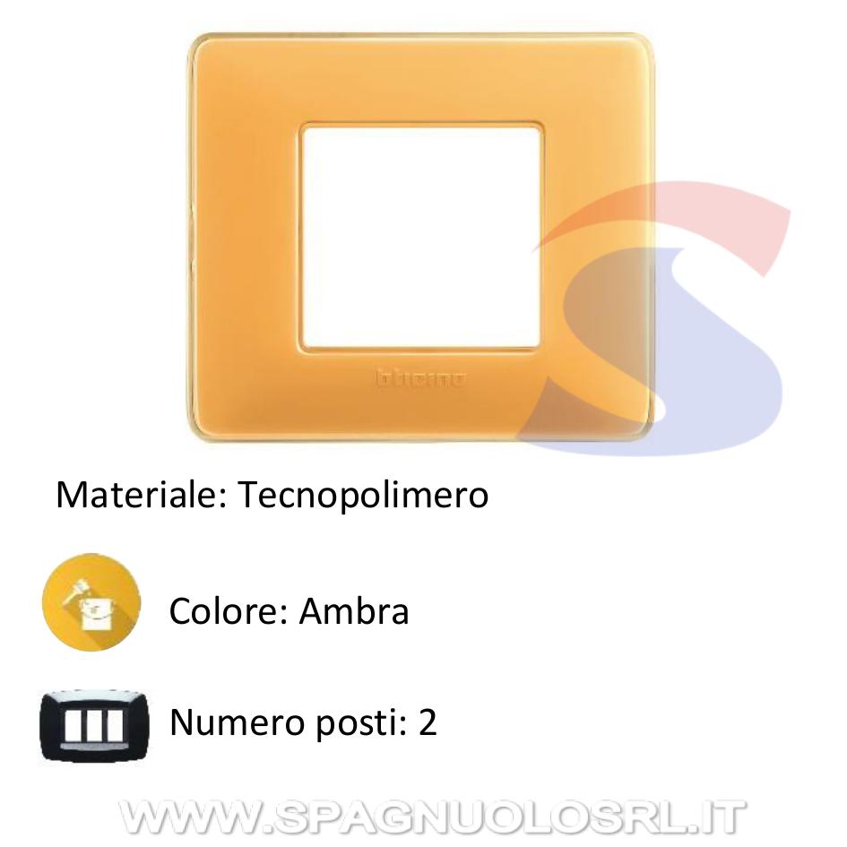 Placca quadrata 2 posti colore Ambra serie Matix - BTICINO AM4802CAB