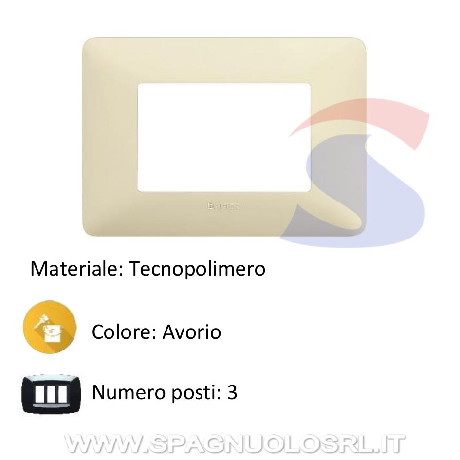 Placca rettangolare 3 posti colore Avorio serie Matix - BTICINO AM4803BAV