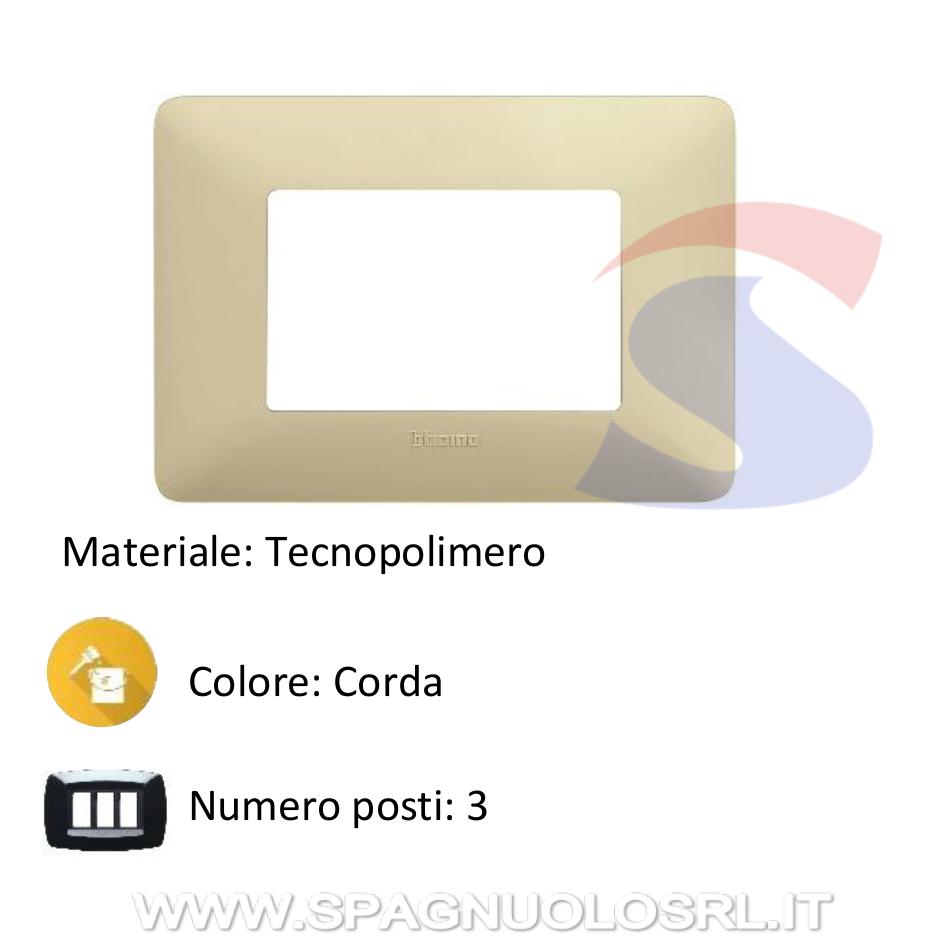 Placca rettangolare 3 posti colore Corda serie Matix - BTICINO AM4803BCD