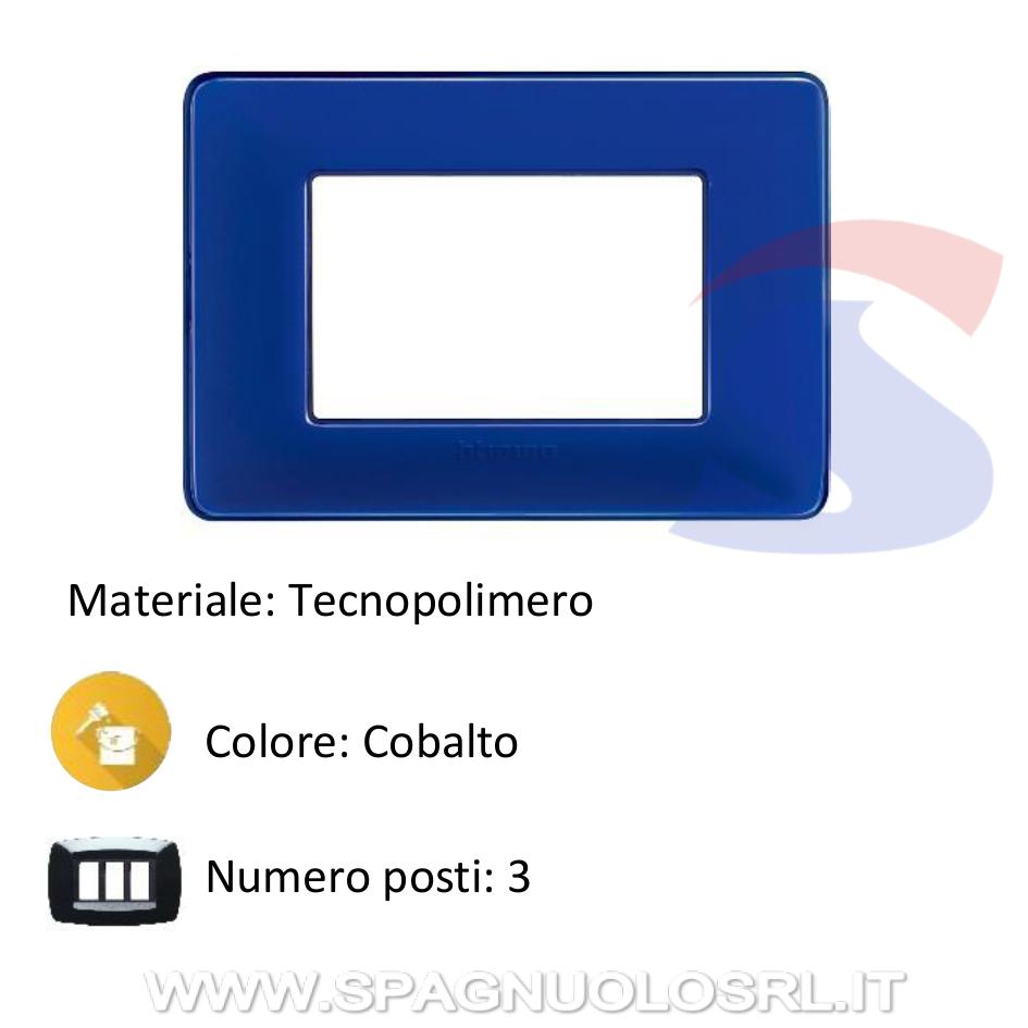 Placca rettangolare 3 posti colore Cobalto serie Matix - BTICINO AM4803CBU