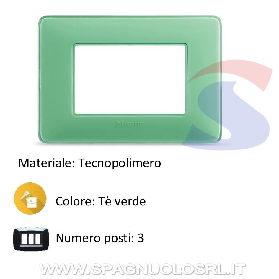 Placca rettangolare 3 posti colore Tè verde serie Matix - BTICINO AM4803CVC