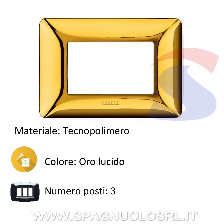 Placca rettangolare 3 posti colore Oro lucido serie Matix - BTICINO AM4803GOR