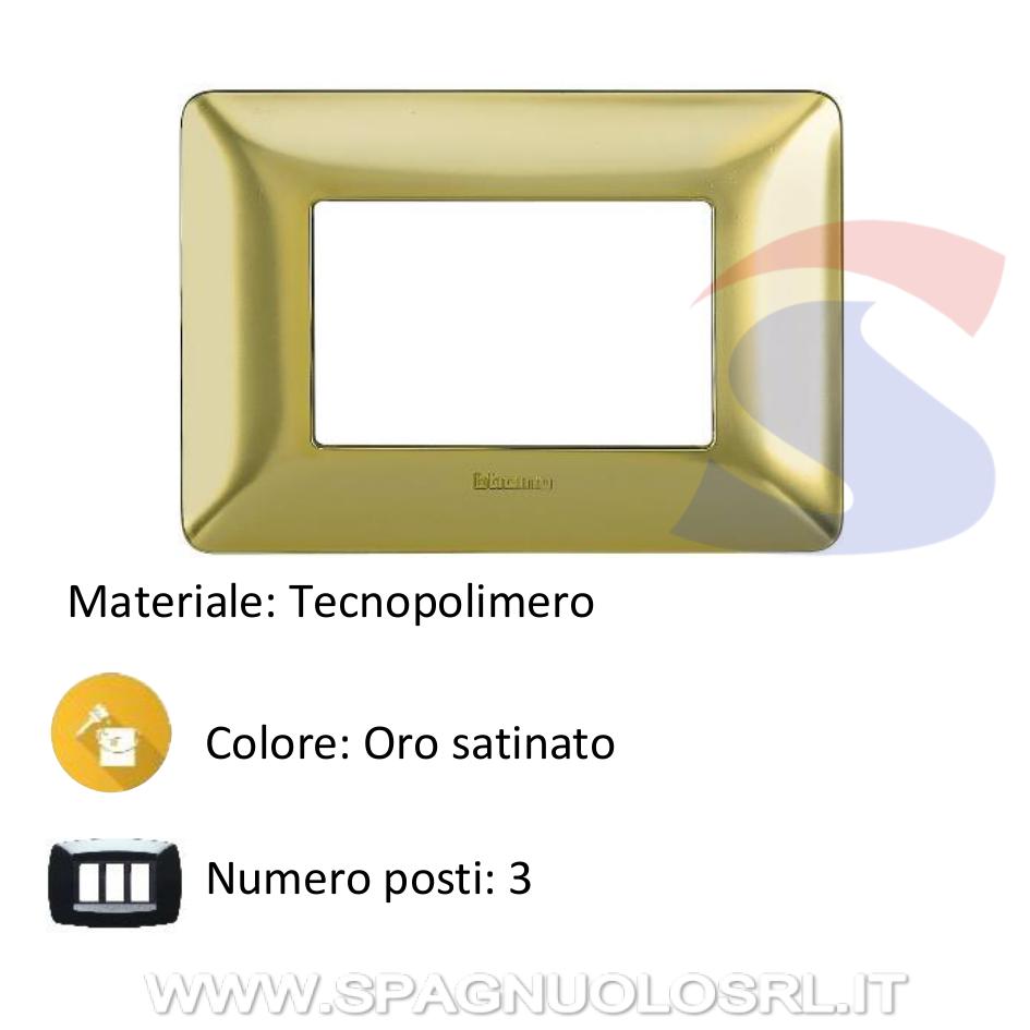 Placca rettangolare 3 posti colore Oro satinato serie Matix - BTICINO AM4803GOS