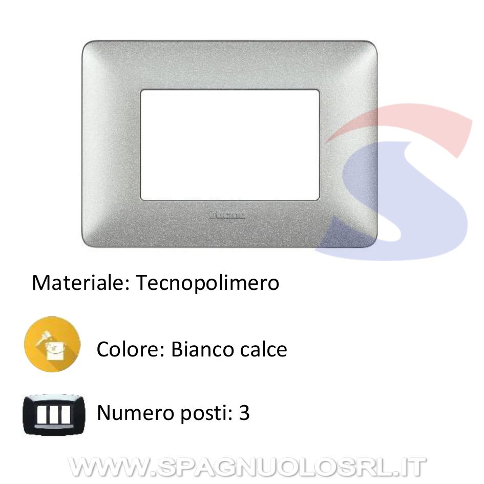 Placca rettangolare 3 posti colore Bianco calce serie Matix - BTICINO AM4803TBC