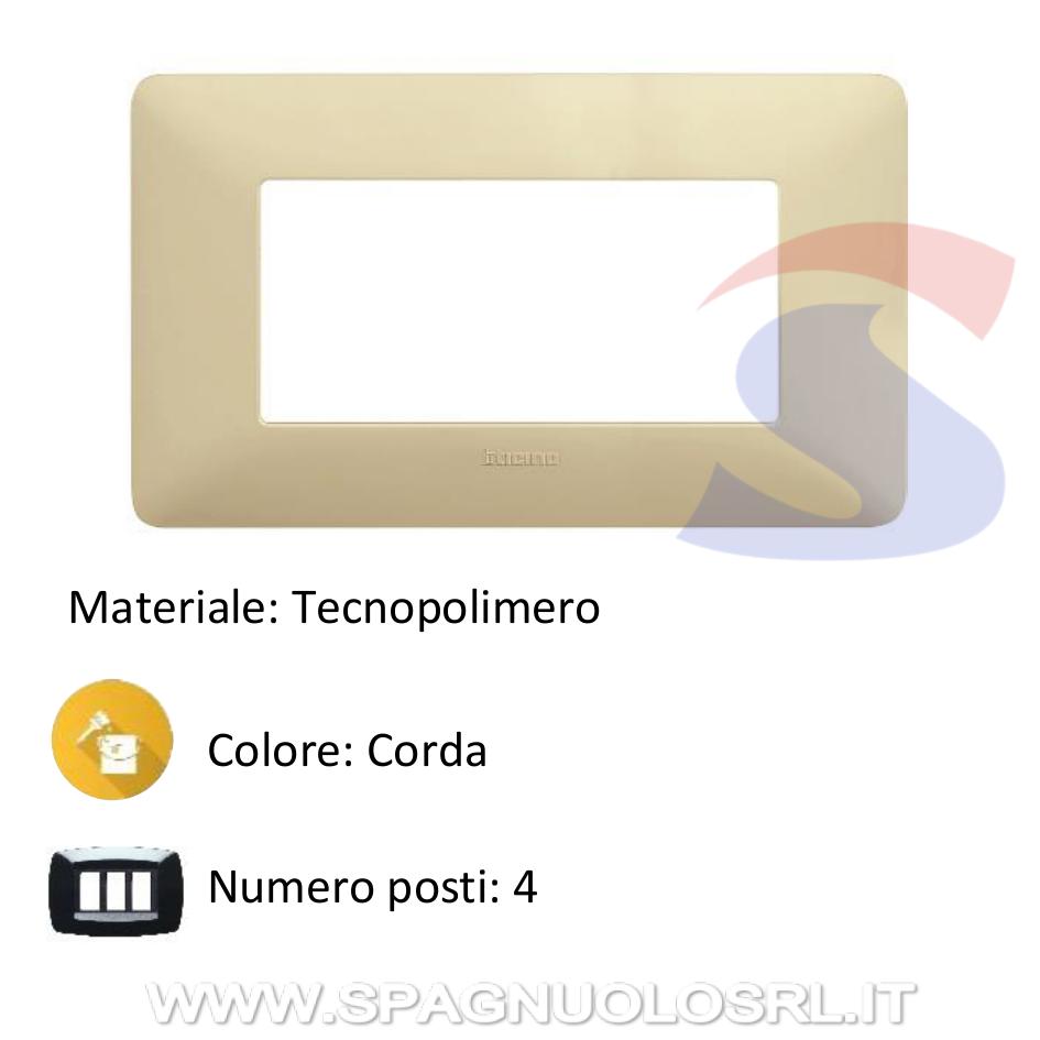 Placca rettangolare 4 posti colore Corda serie Matix - BTICINO AM4804BCD
