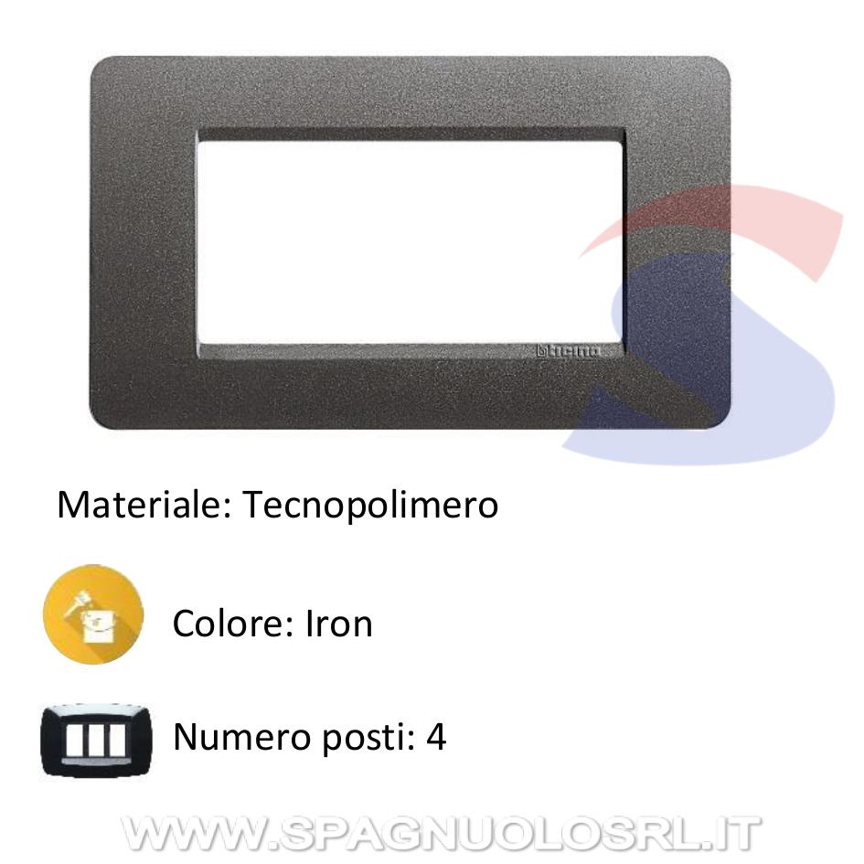 Placca rettangolare 4 posti colore Iron serie Matix - BTICINO AM4804IR