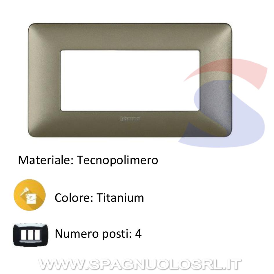 Placca rettangolare 4 posti colore Titanium serie Matix - BTICINO AM4804MTA