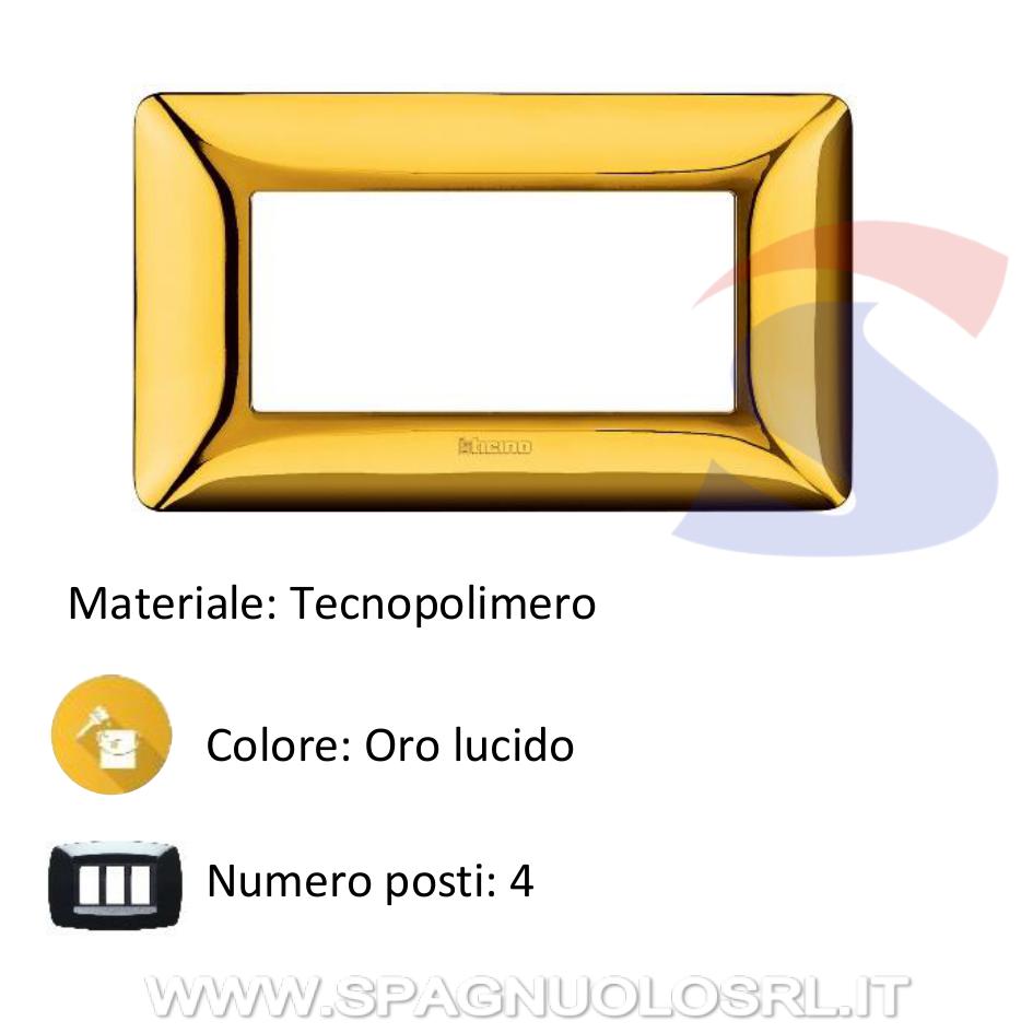 Placca rettangolare 4 posti colore Oro lucido serie Matix - BTICINO AM4804GOR