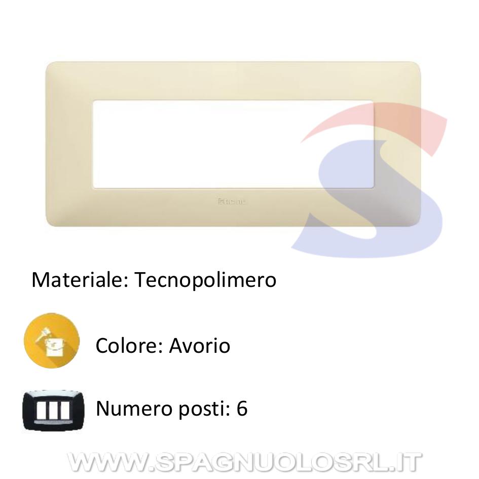 Placca rettangolare 6 posti colore Avorio serie Matix - BTICINO AM4806BAV