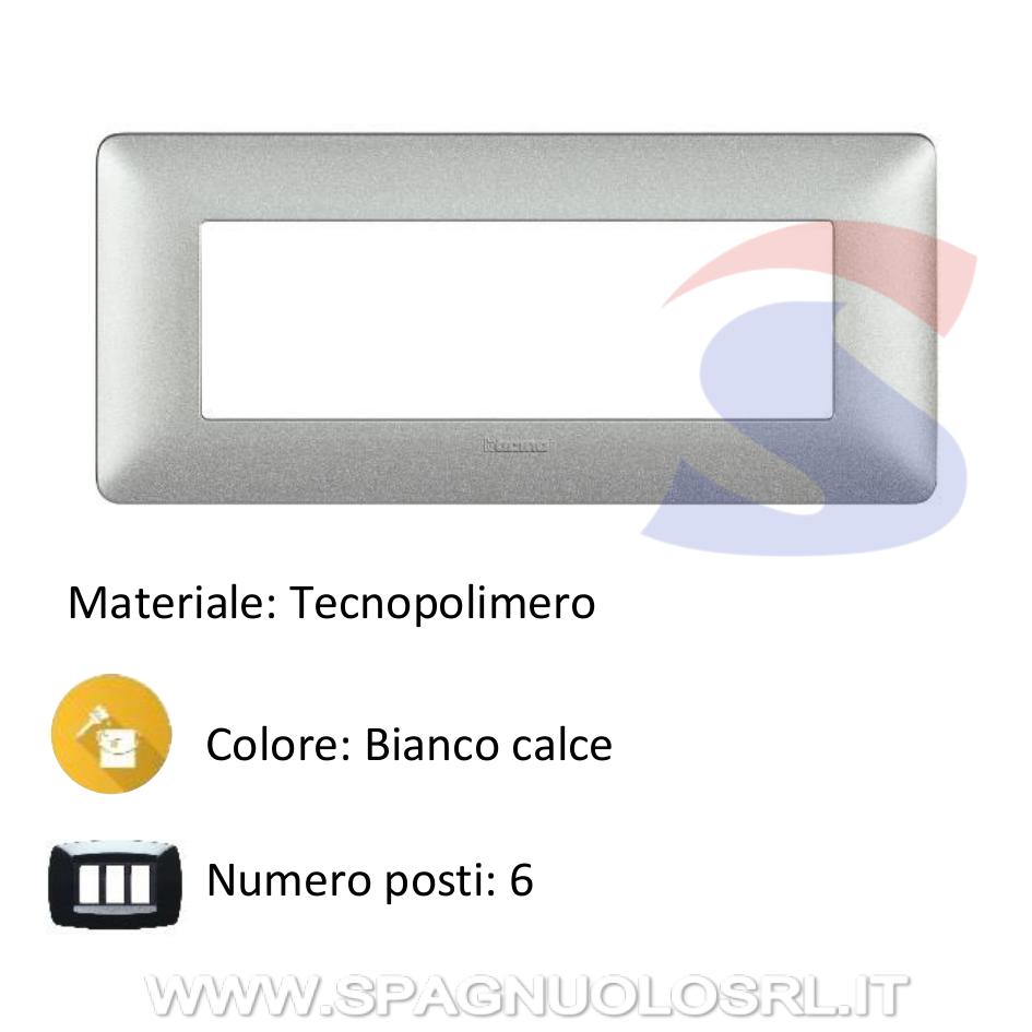 Placca rettangolare 6 posti colore Bianco calce serie Matix - BTICINO AM4806TBC