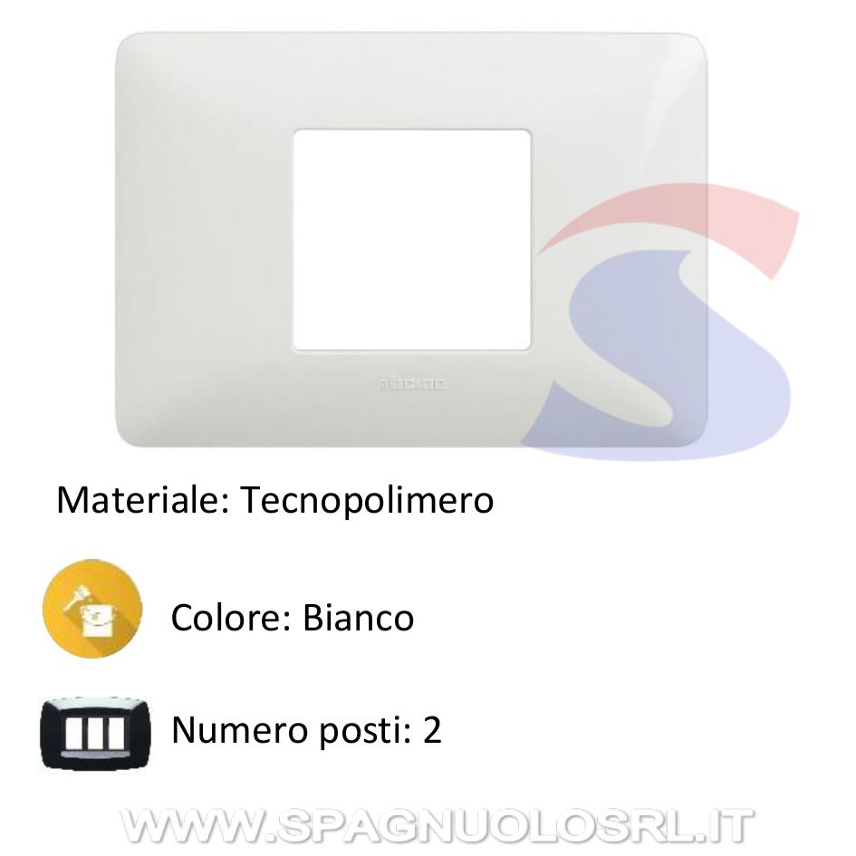 Placca rettangolare 2 posti colore Bianco serie Matix - BTICINO AM4819BBN