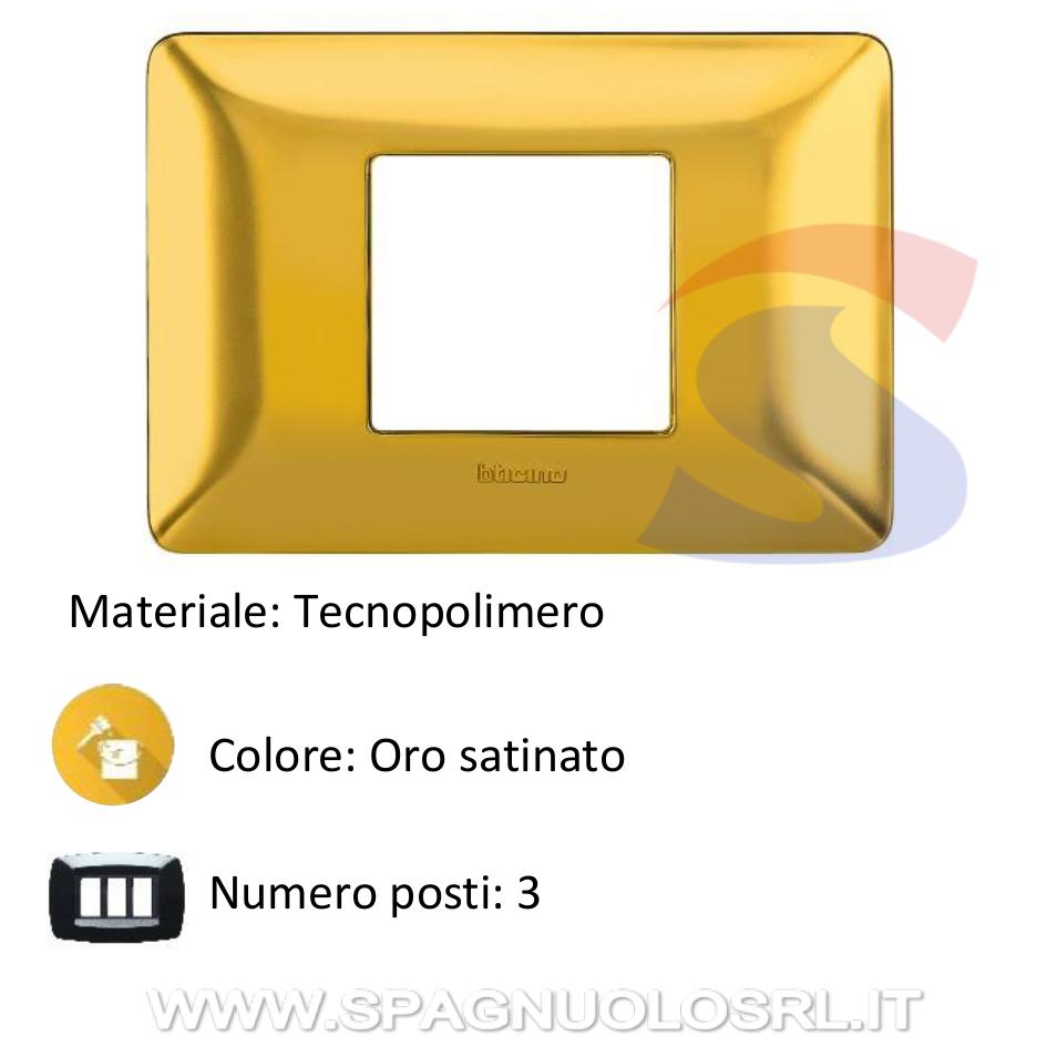 Placca rettangolare 2 posti colore Oro satinato serie Matix - BTICINO AM4819GOS