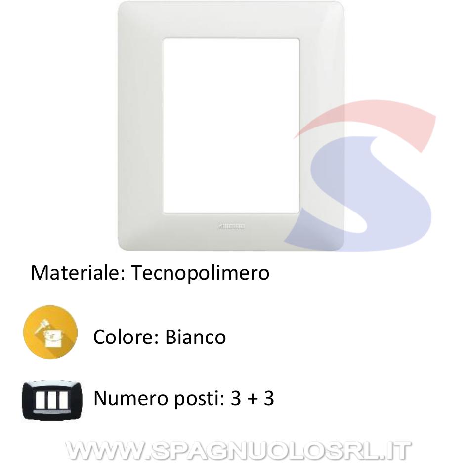 Placca rettangolare 3 + 3 posti colore Bianco serie Matix - BTICINO AM4826BBN