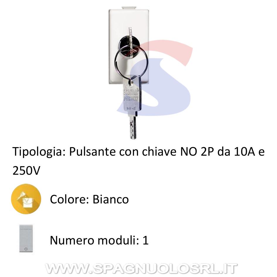 Pulsante con chiave serie "MATIX" 2P NO 10A 250V, Bianco - BTICINO AM5007P