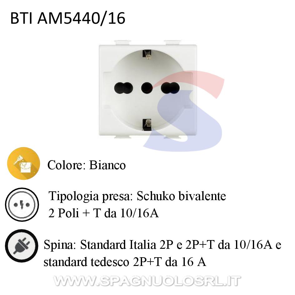 Presa Schuko bivalente P17/11 2P + T serie "Matix", Bianco - BTICINO AM5440/16