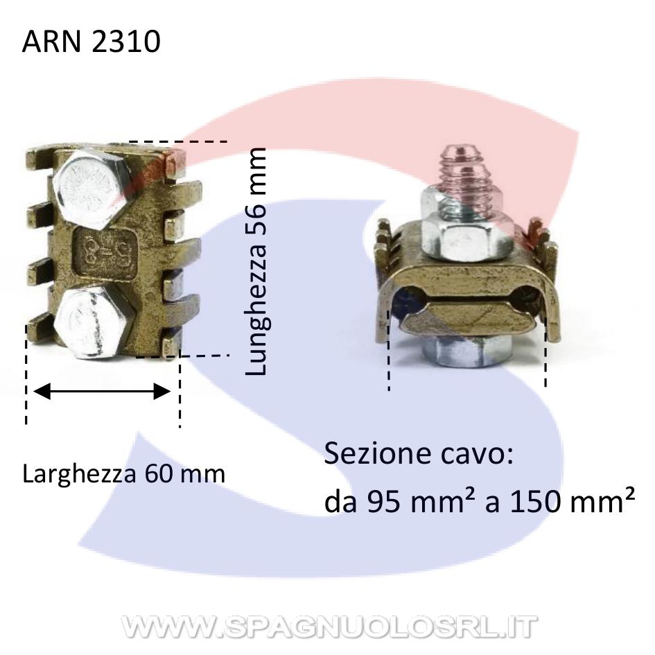 Morsetto universale a pettine 2 bulloni per cavi Ø 14-16 mm - ARNOCANALI 2310
