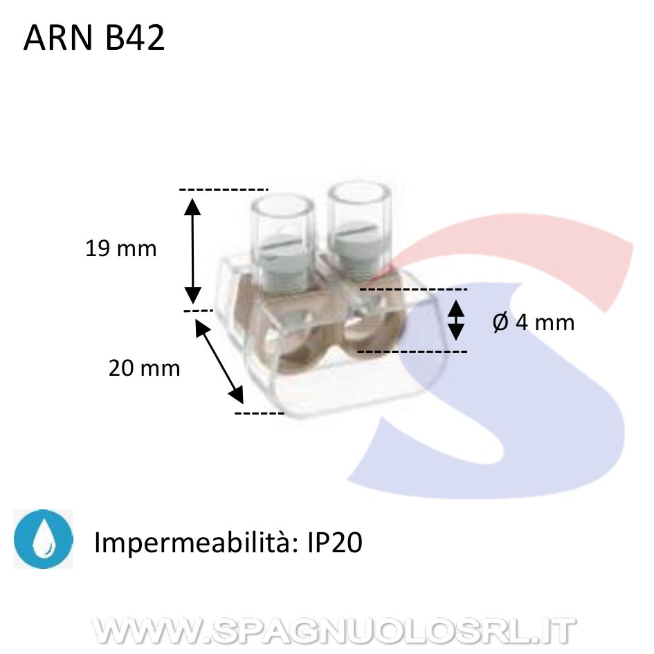 Morsetto unipolare 2 fori per 2 conduttori da 6 mm² - ARNOCANALI B42