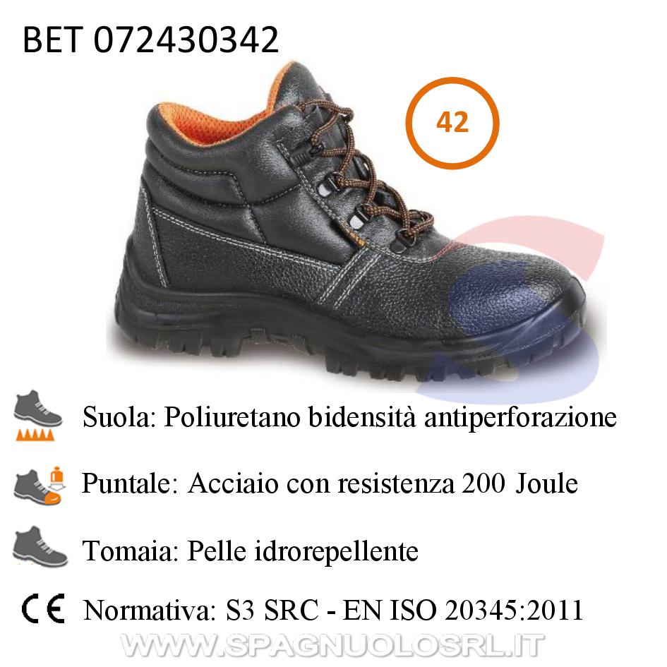 Scarpe alte in pelle stampata idrorepellente S3 N. 42, Nero - BETA 072430342