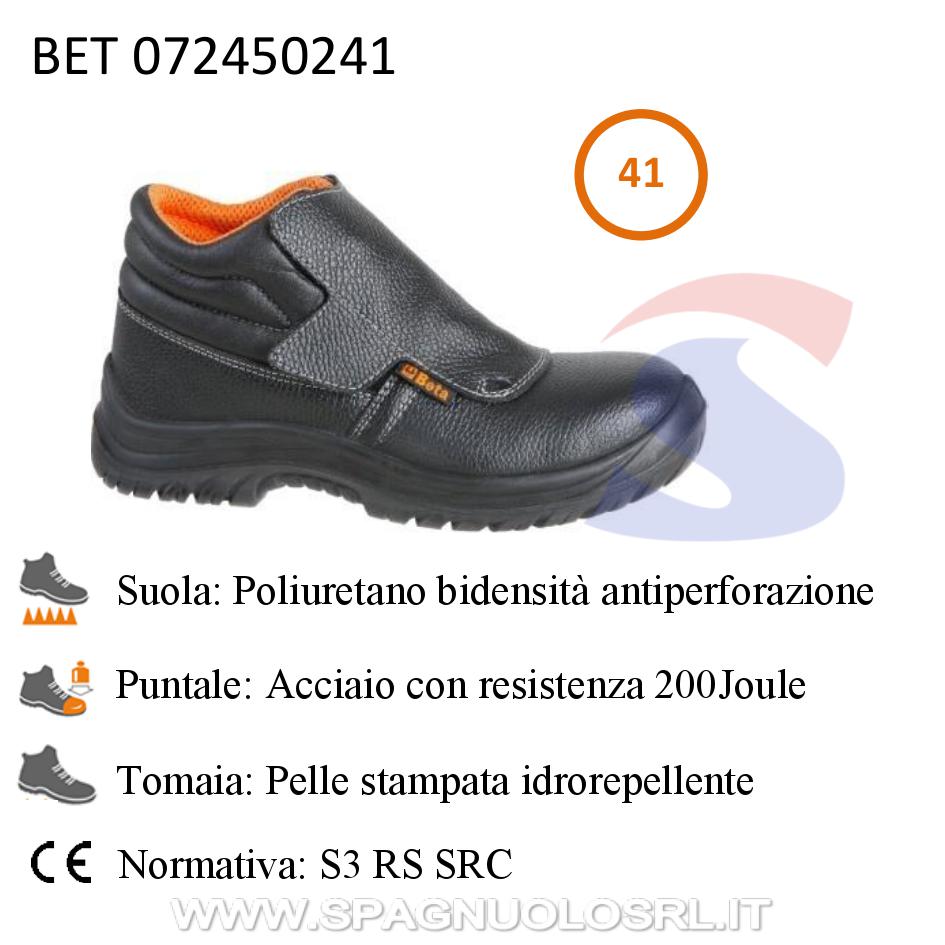 Scarpe alte in pelle stampata idrorepellente S3 N. 41, Nero - BETA 072450241