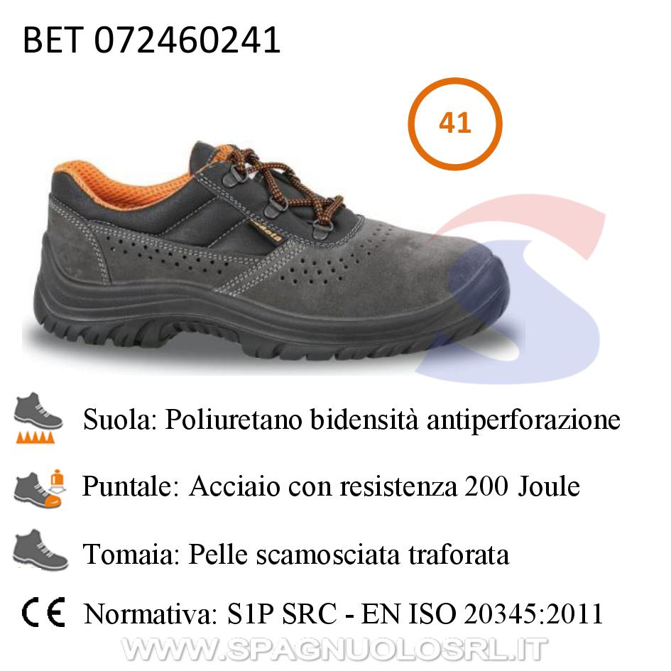 Scarpe basse in pelle scamosciata traforata S1P N.41, Grigio - BETA 072460241