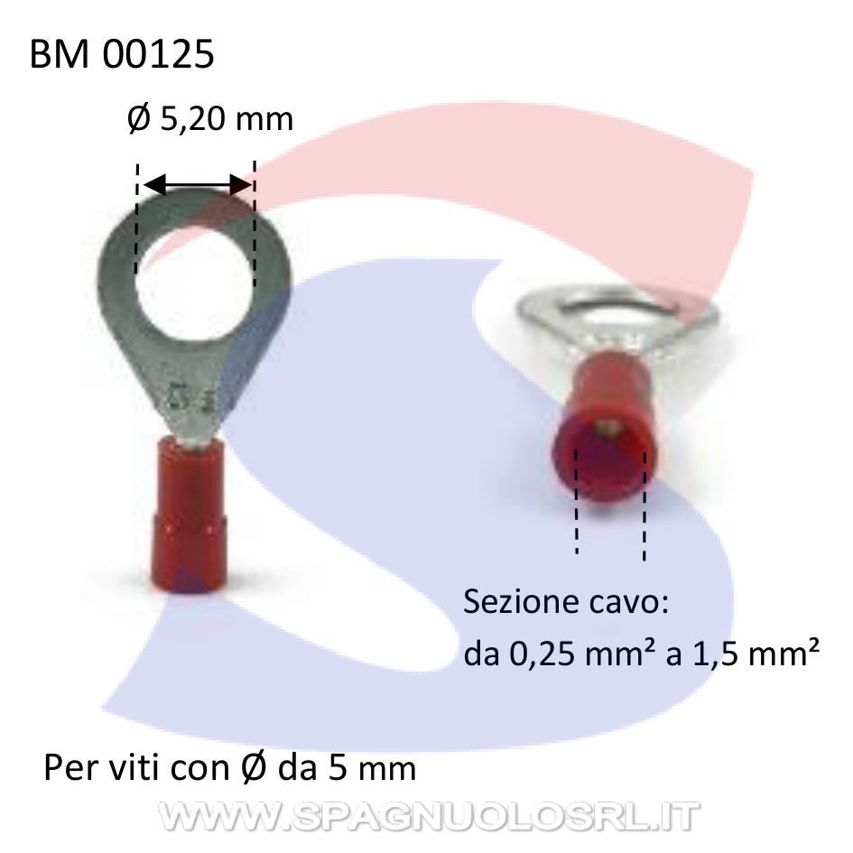 Capocorda ad occhiello preisolato Rosso Ø foro di 6,20 mm - BMM 00131