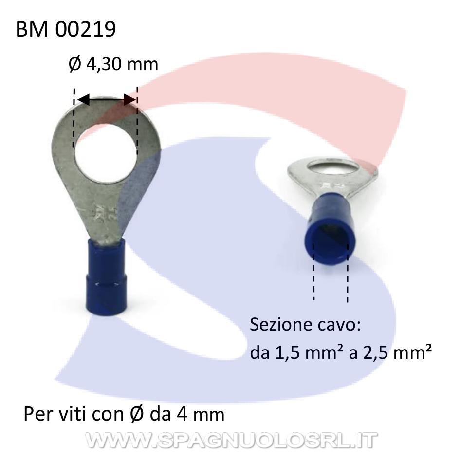 Capocorda ad occhiello preisolato Blu Ø foro di 4,30 mm - BMM 00219