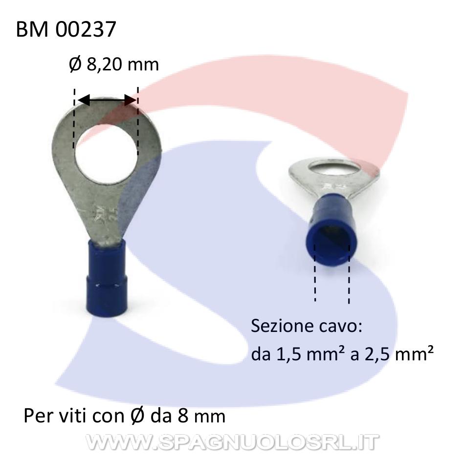 Capocorda ad occhiello preisolato Blu Ø foro di 8,20 mm - BMM 00237