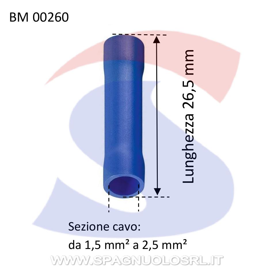 Connettore preisolato Blu con diametro interno di 2,5 mm - BMM 00260
