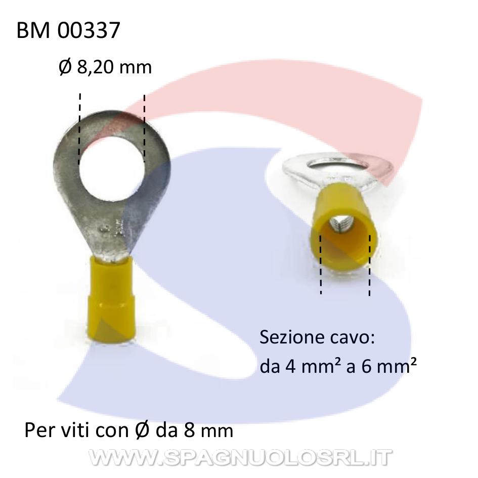 Capocorda ad occhiello preisolato Giallo Ø foro di 8,20 mm - BMM 00337
