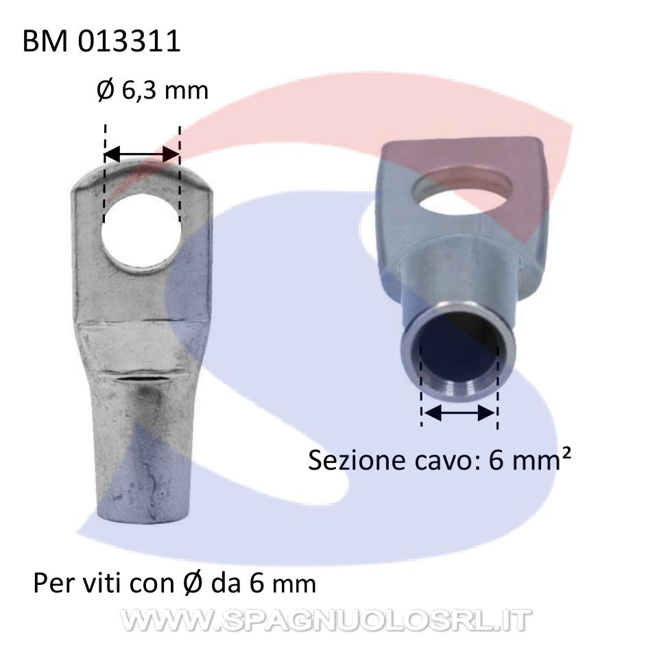 Capocorda ad occhiello nudo in rame con Ø foro di 6,3 mm - BMM 013311