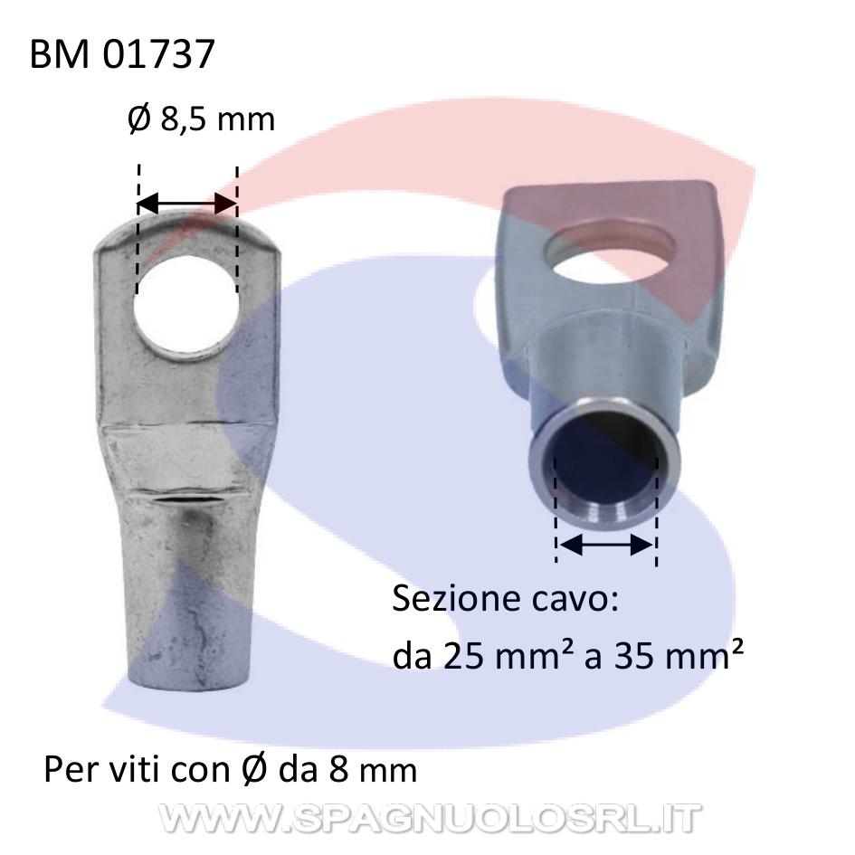 Capocorda ad occhiello nudo in rame con Ø foro di 13 mm - BMM 01737