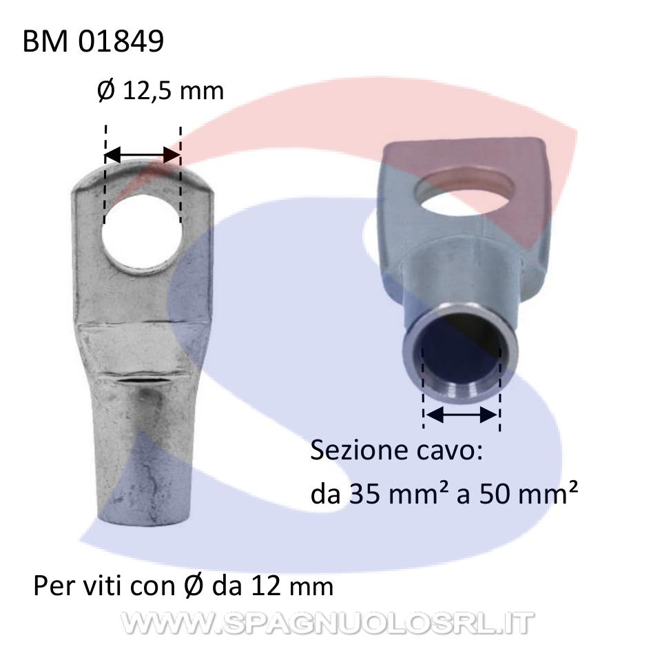 Capocorda ad occhiello nudo in rame con Ø foro di 12,5 mm - BMM 01849