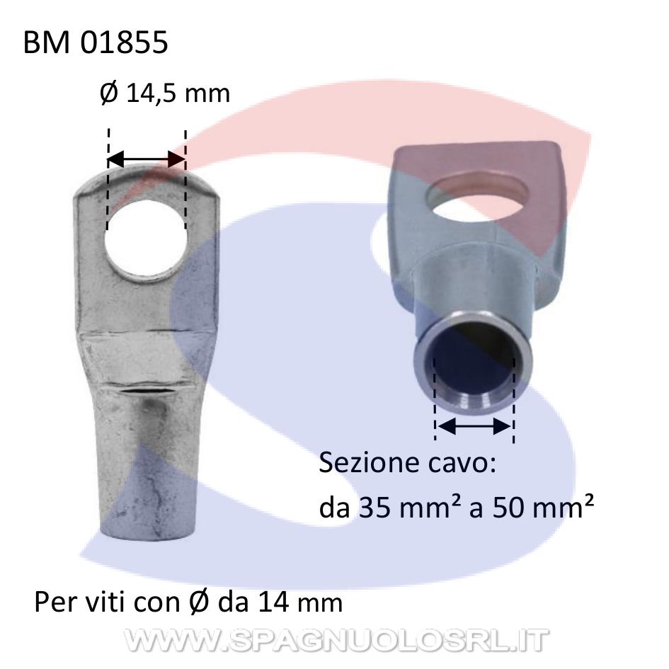 Capocorda ad occhiello nudo in rame con Ø foro di 14,5 mm - BMM 01855