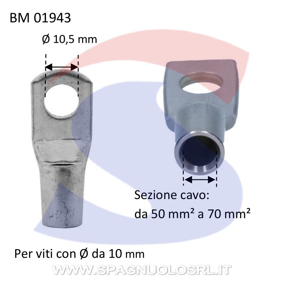 Capocorda ad occhiello nudo in rame con Ø foro di 10,5 mm - BMM 01943