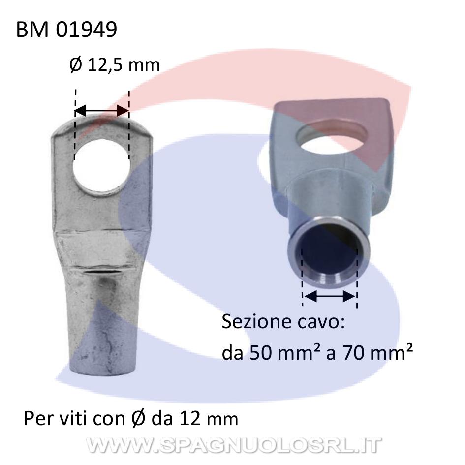 Capocorda ad occhiello nudo in rame con Ø foro di 12,5 mm - BMM 01949