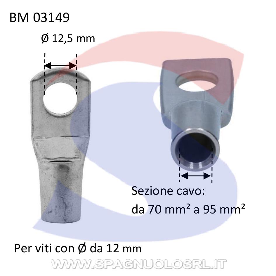Capocorda ad occhiello nudo in rame con Ø foro di 12,5 mm - BMM 03149
