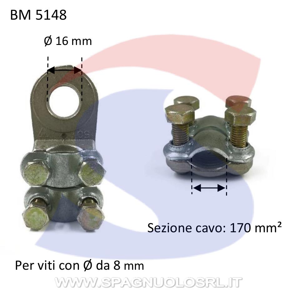 Capocorda a morsetto con occhiello nudo Ø foro di 16 mm - BMM 5148