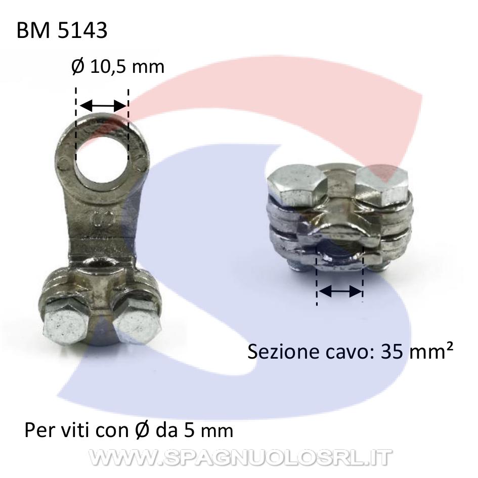 Capocorda a morsetto con occhiello nudo con Ø foro di 10,5mm - BMM 5143