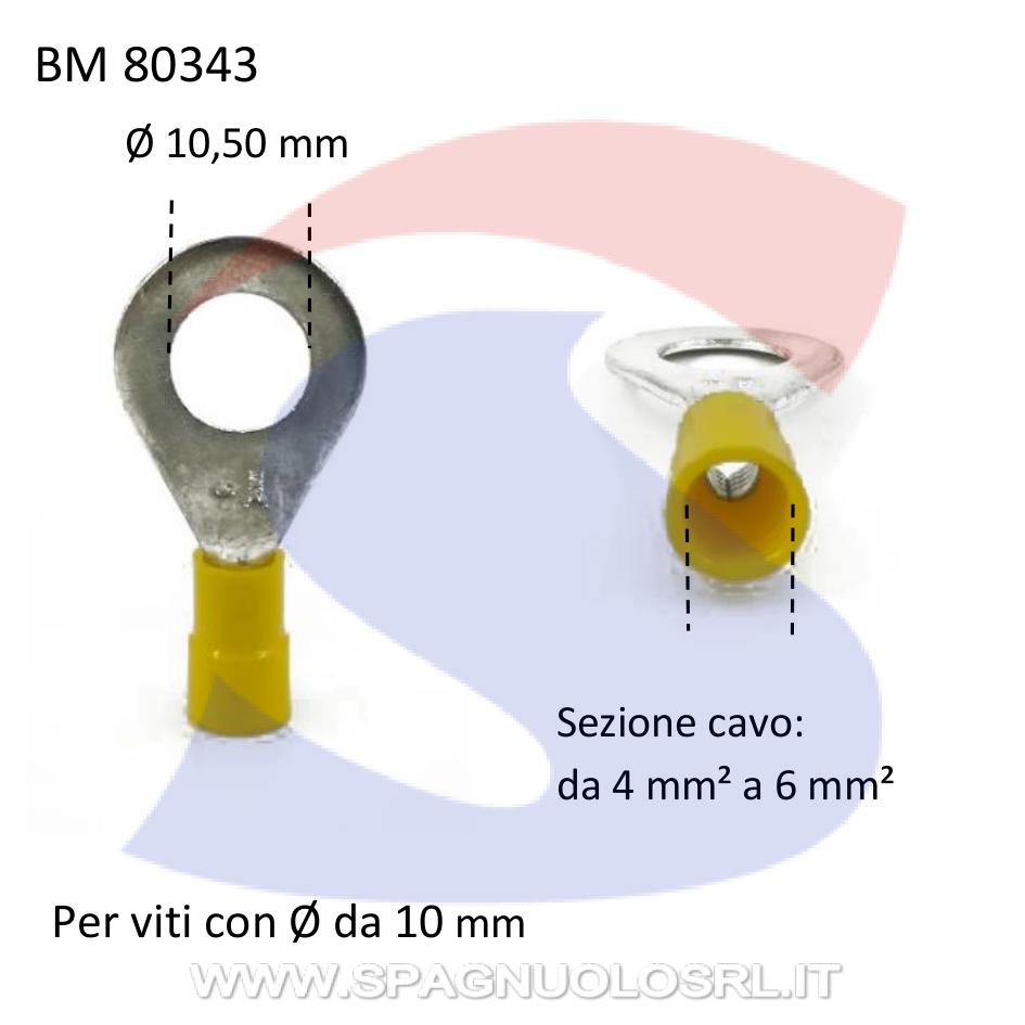 Capocorda ad occhiello preisolato Giallo Ø foro di 10,5 mm - BMM 80343