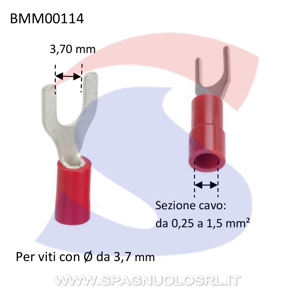 Capocorda preisolato rosso con forcella di ampiezza 3,70 mm - BMM 00114