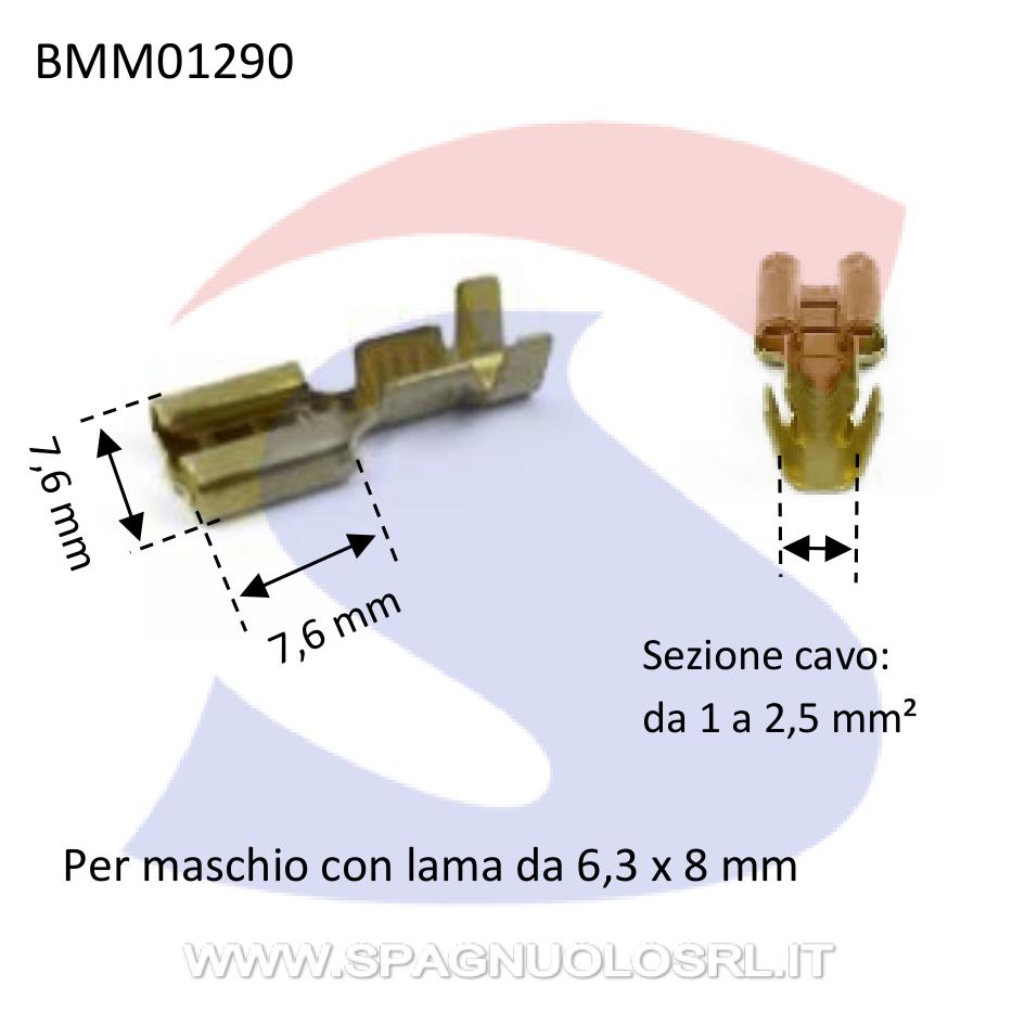 Faston femmina non isolato in Ottone con lama di 7,6 x 7,6mm - BMM 01290