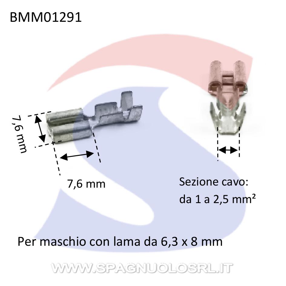 Faston femmina non isolato in Ottone con lama di 7,6 x 7,6mm - BMM 01291