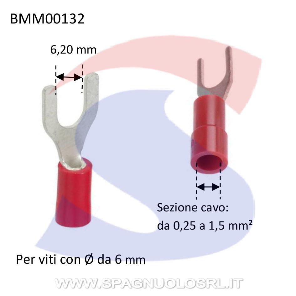 Capocorda preisolato rosso con forcella di ampiezza 6,20 mm - BMM 00132