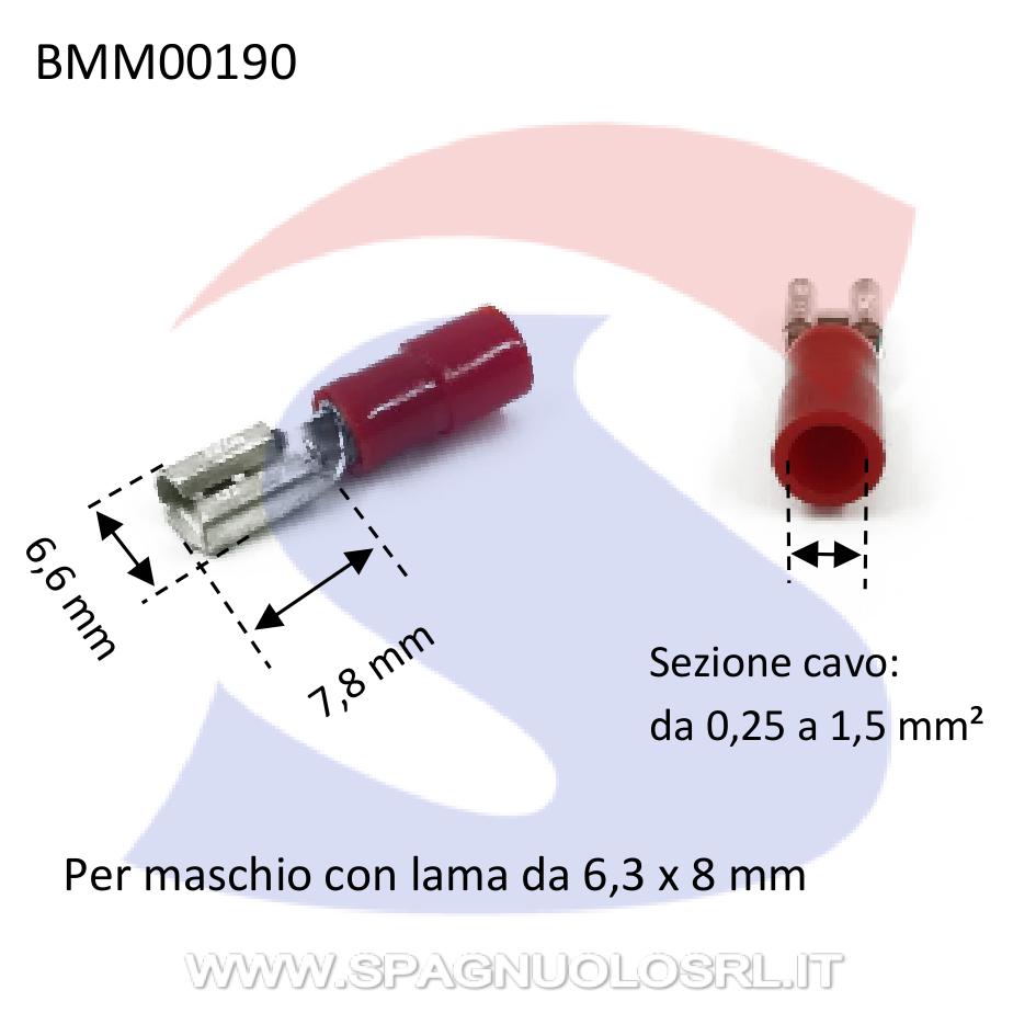 Faston femmina isolato Rosso con lama di 6,6 x 7,8 mm - BMM 00190