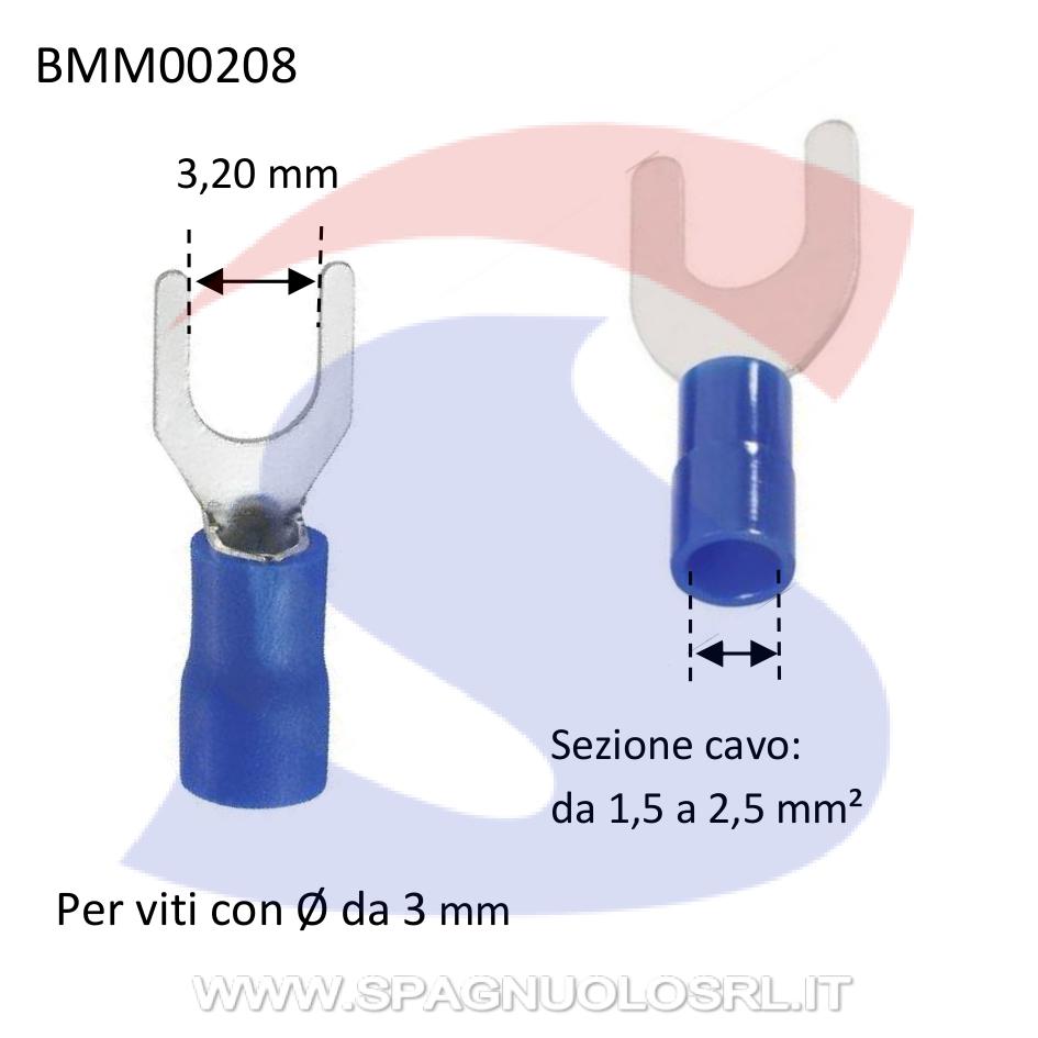 Capocorda preisolato blu con forcella di ampiezza 6,20 mm - BMM 00208