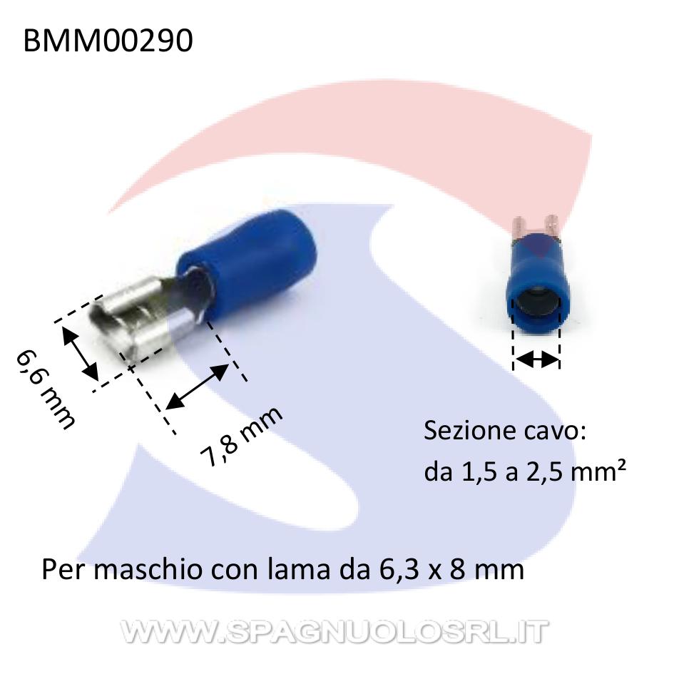 Faston femmina isolato Blu con lama di 6,6 x 7,8 mm - BMM 00290