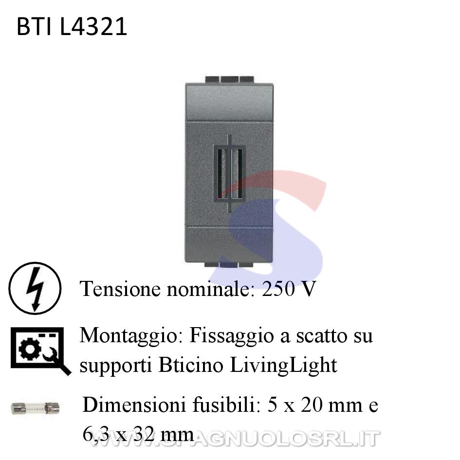 Portafusibile 10 A 250 V serie LivingLight - BTICINO L4321
