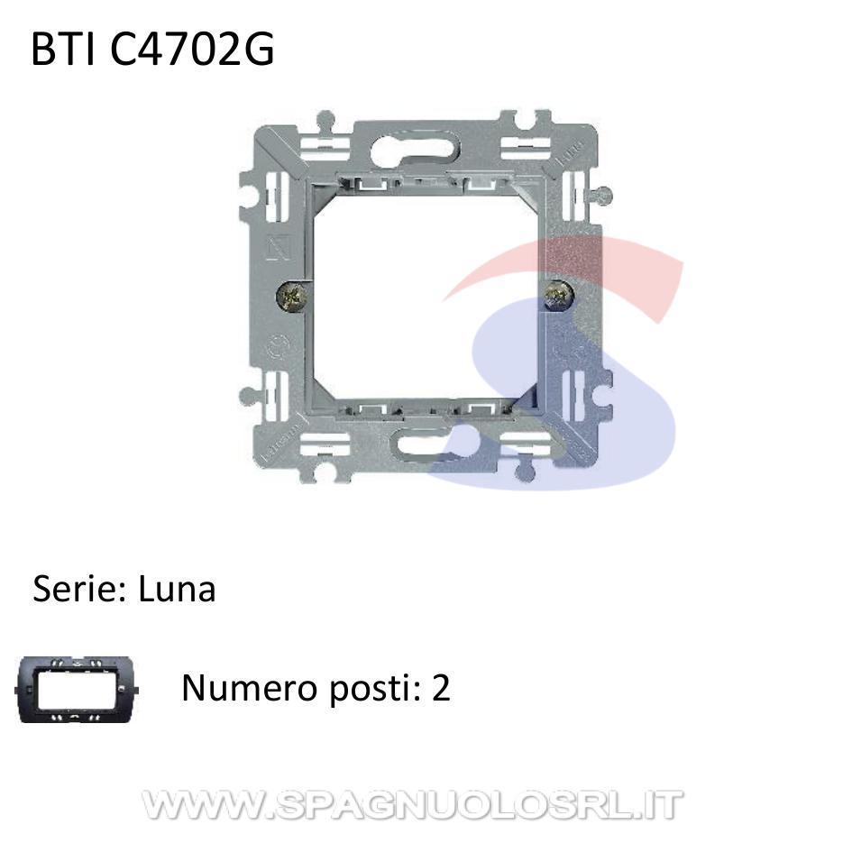 Supporto Bticino 2 moduli con graffette serie "Luna" - BTICINO C4702G