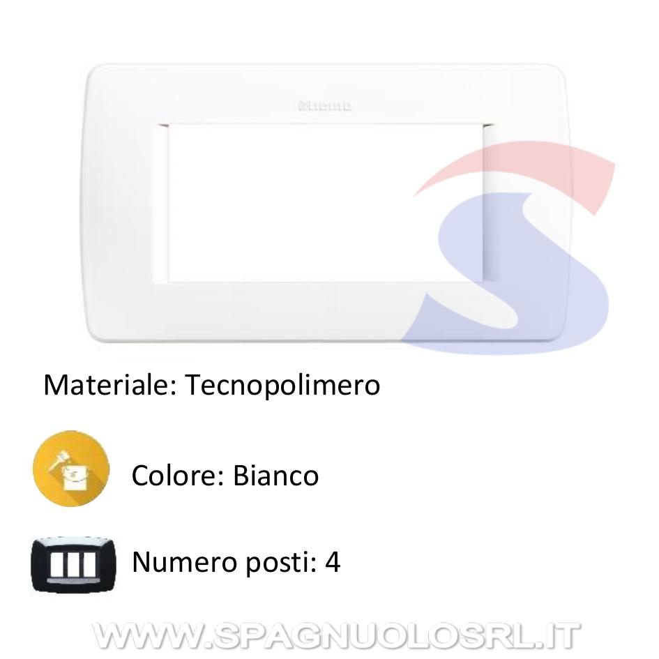 Placca 4 posti colore Bianco serie Luna - BTICINO C4804BN