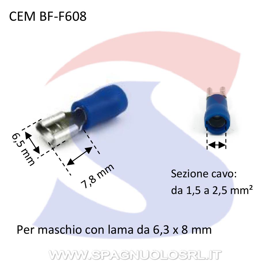 Faston femmina isolato Blu con lama di 6,5 x 7,8 mm - CEMBRE BF-F608